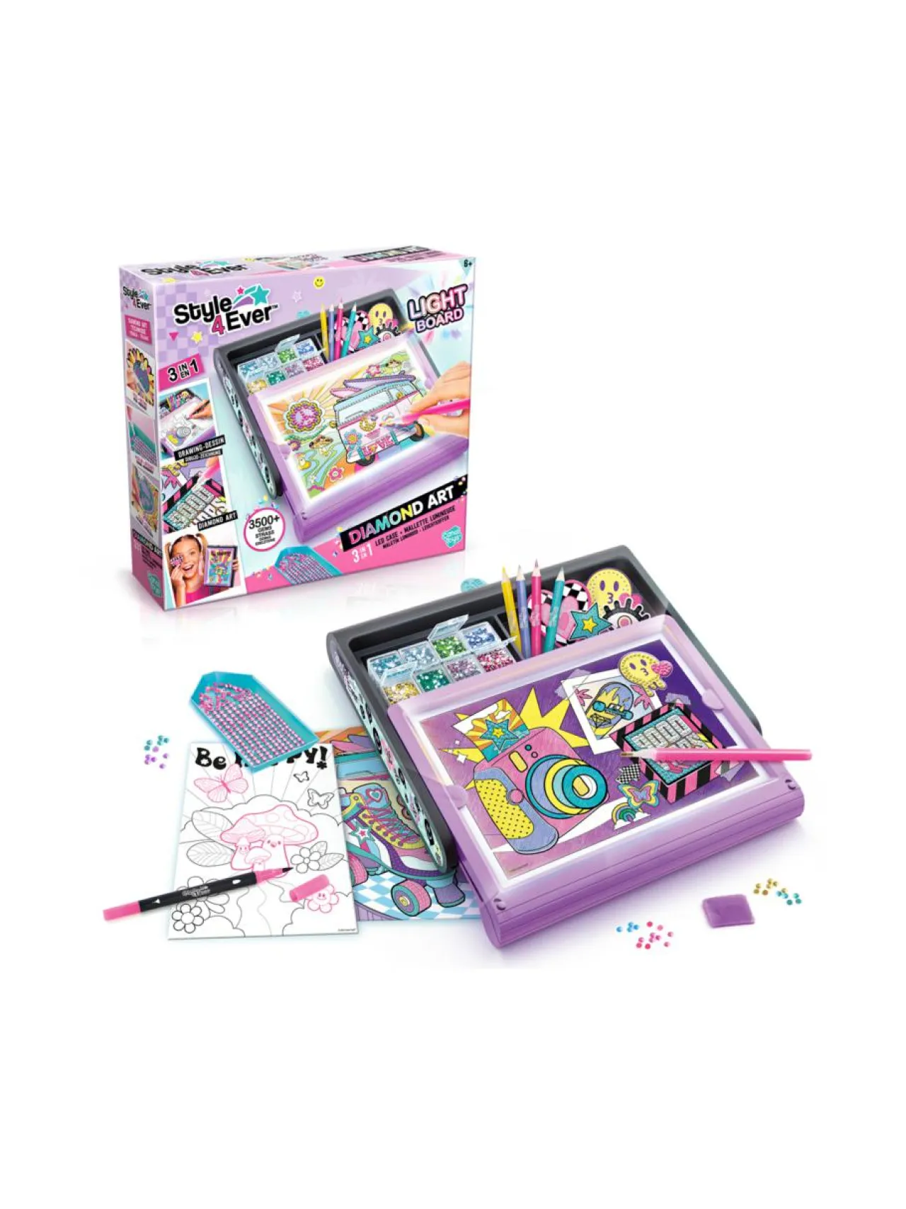 STYLE 4 EVER STYLE 4EVER Timanttimaalaussetti 3-in-1 LED-kotelolla^ Luovuus & Oppiminen