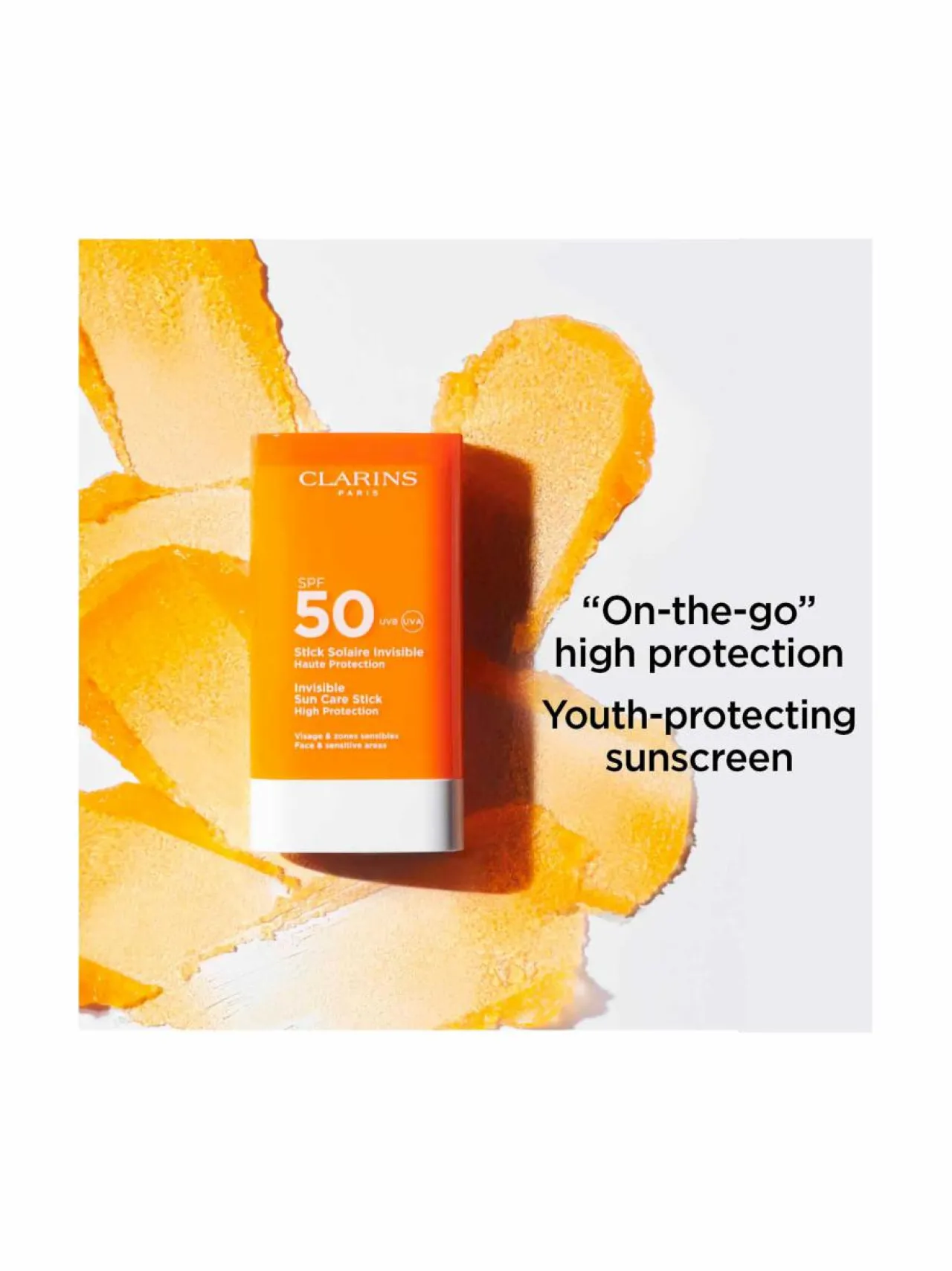Aurinkotuotteet<Clarins Sun Face Invisible sun care stick spf50 -aurinkosuojapuikko