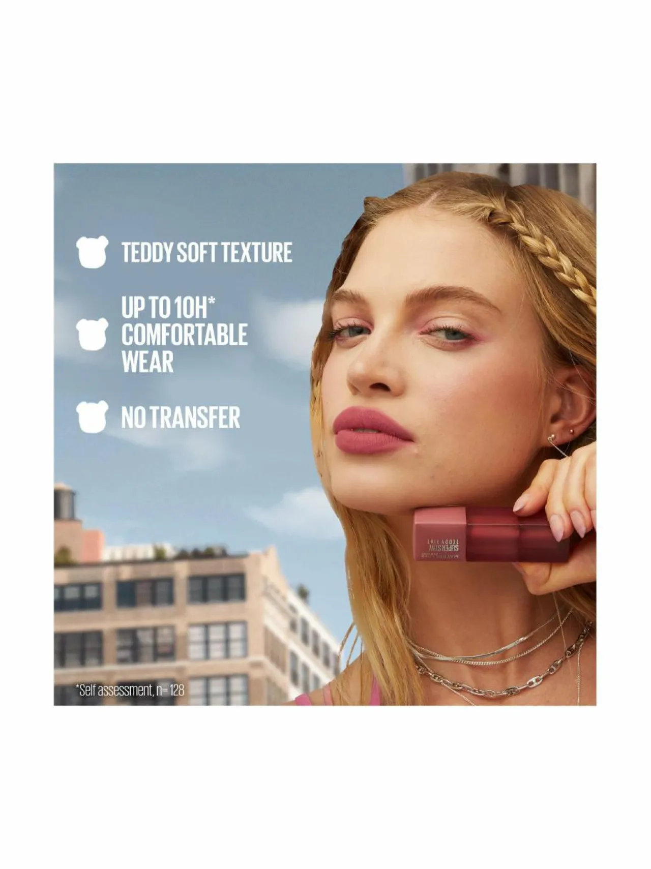 Huulet<Maybelline Superstay Teddy Tint Lipstick -nestemäinen huulipuna