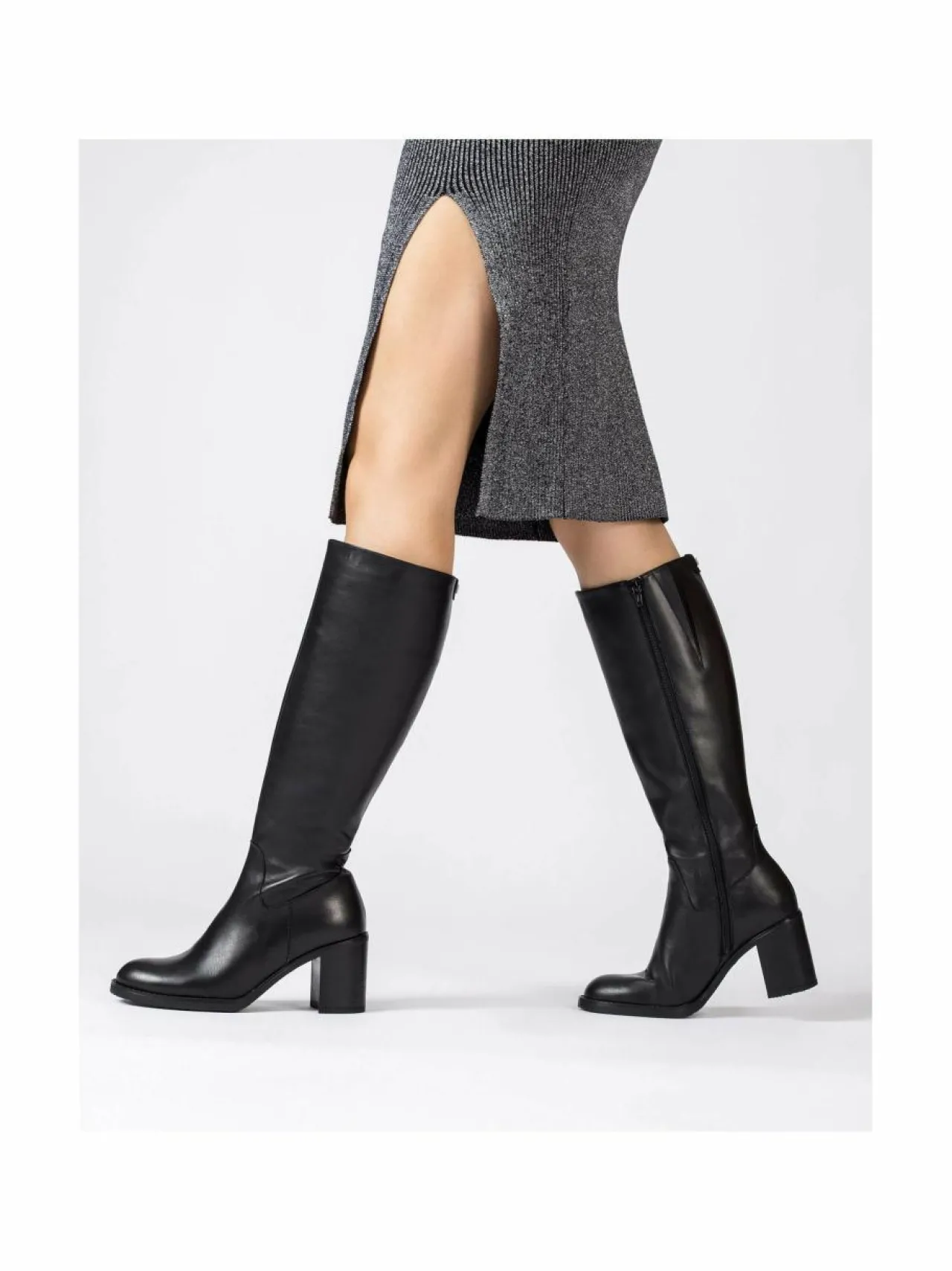 Saappaat<Wonders Tall Boot Block Heel -nahkasaapaat ISY NEGRO