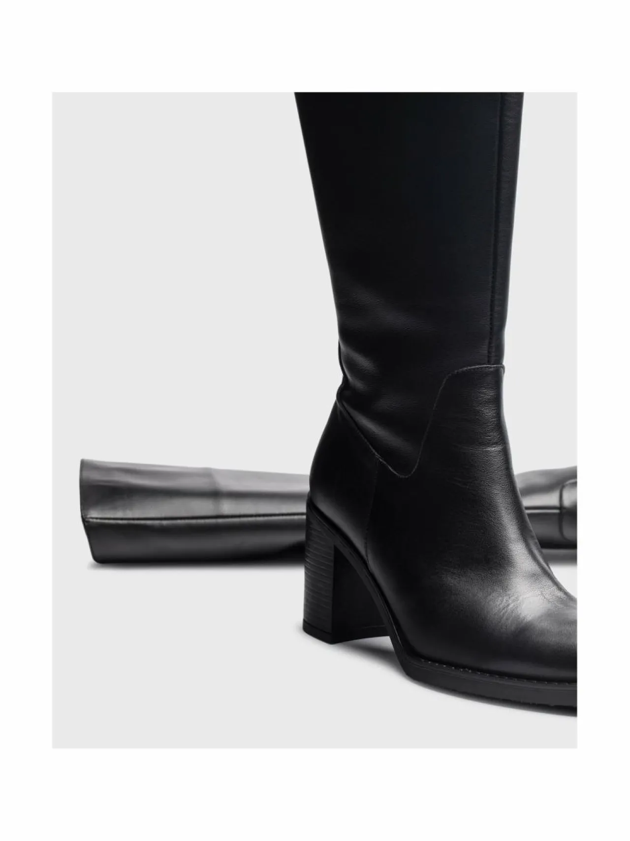 Saappaat<Wonders Tall Boot Block Heel -nahkasaapaat ISY NEGRO