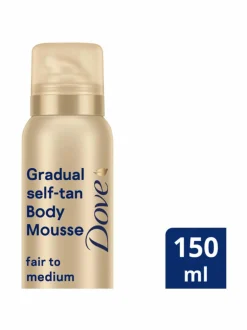Aurinkotuotteet<Dove Tanning Mousse Fair to -itseruskettava vaahto 150 ml MEDIUM