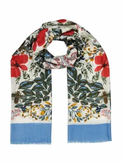 Huivit & Kaulaliinat<A+more Teija-viskoosihuivi 100 x 180 cm OFFWHITE/BLUE/RED
