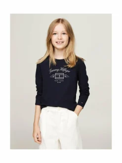 Tommy Hilfiger TH Stars Flag Print -trikoopaita^ Pitkähihaiset Trikoopaidat|Pitkähihaiset Trikoopaidat