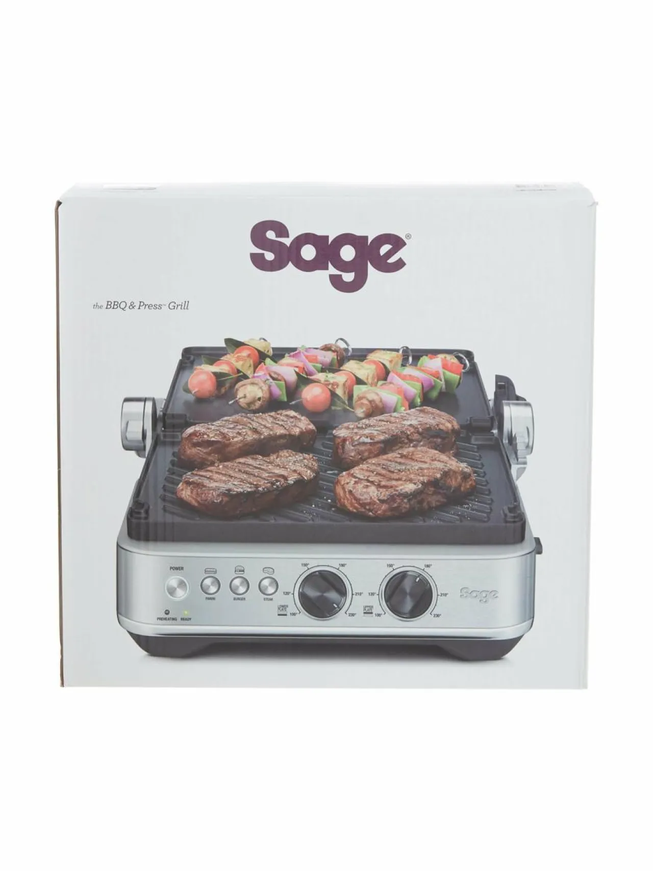 Grillit & Grillitarvikkeet<Sage The BBQ & Press -pöytägrilli BRUSHED STAINLESS STEEL