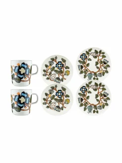 Astiasarjat<Marimekko Tiara Oiva -aamisaisetti 6 kpl 126 WHITE, WARM ORANGE, GREEN