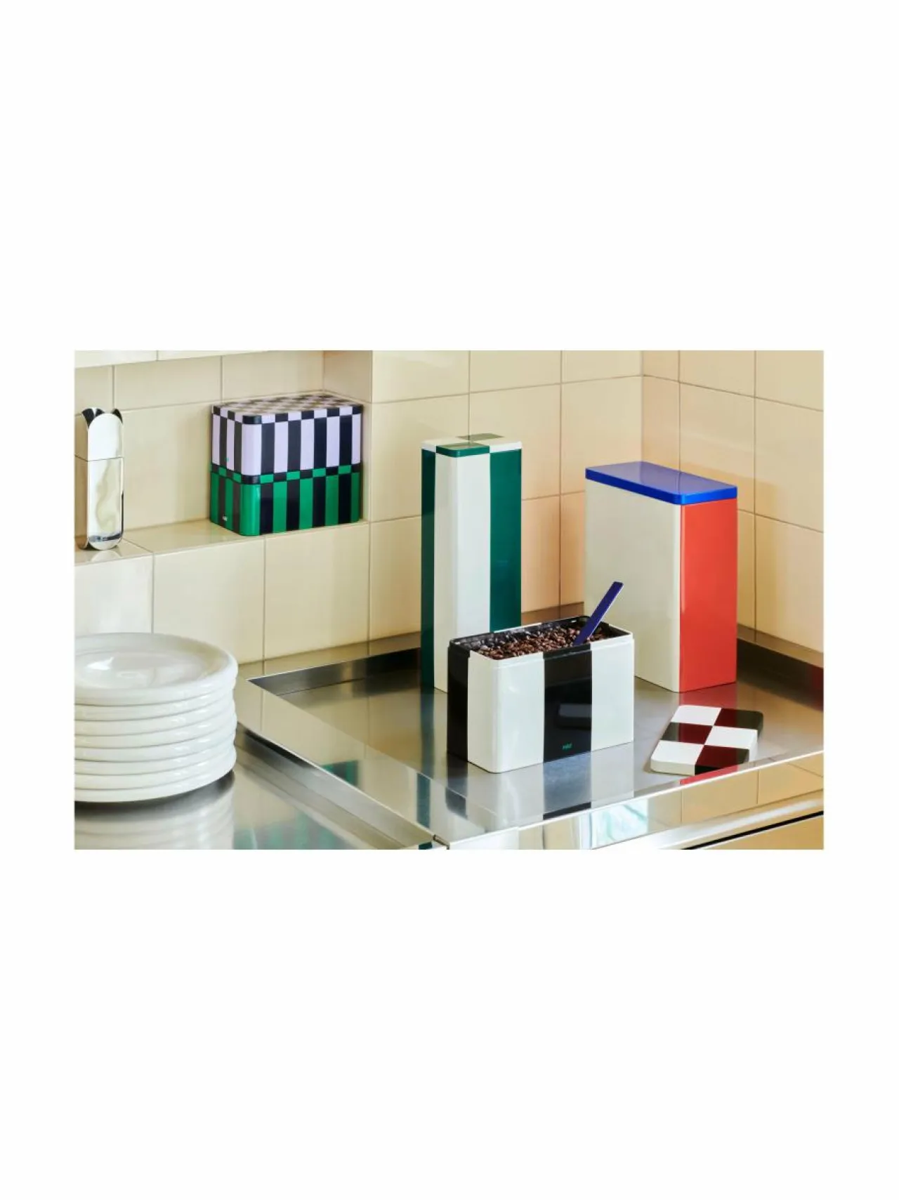 Koriste-Esineet<HAY Tin Container Medium -säilykerasia BLACK AND OFF-WHITE