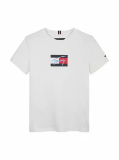 T-Paidat|T-Paidat<Tommy Hilfiger Tommy Script Flag t-paita YBR WHITE