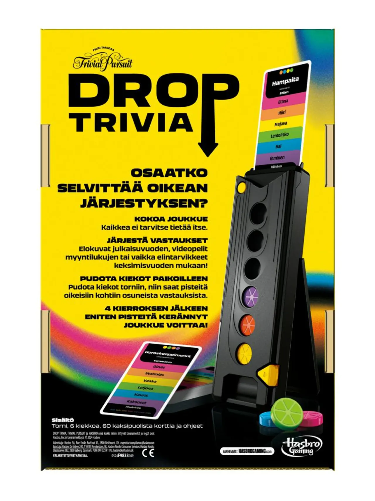 HASBRO GAMING TRIVIAL PURSUIT Drop Triviapeli (suomenkielinen)^ Pelit
