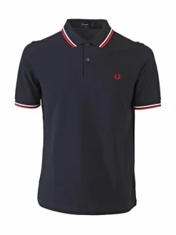 Paidat<Fred Perry Twin Tipped Slim -pikeepaita 471 NAVY