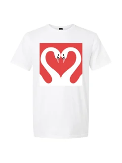 Paidat, Hupparit & Colleget<YO ZEN Unisex T-paita, Love Swans, VALKOINEN