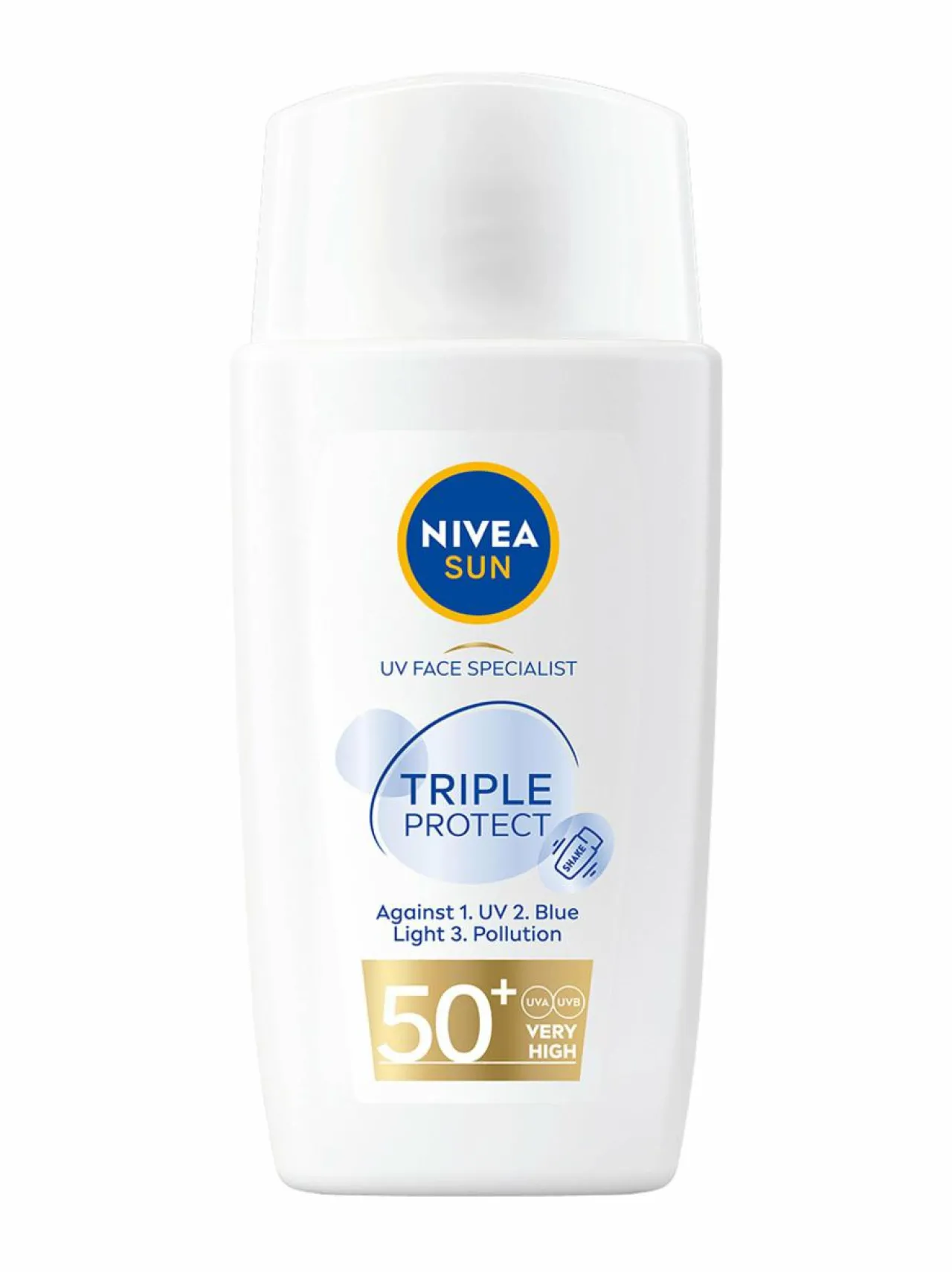Aurinkotuotteet<NIVEA UV Face Triple Protection Fluid SPF50+ -aurinkovoide kasvoille 40 ml