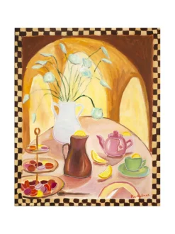 Taulut & Julisteet<Pia Rydman Art Vaaleanpunainen teehetki, 73x60 cm, akryylimaalaus, Pia Rydman