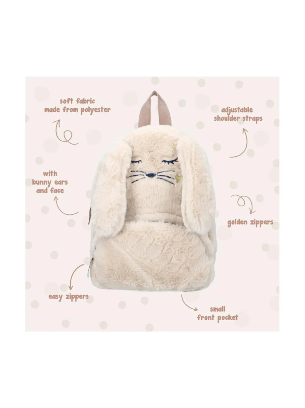 Luovuus & Oppiminen<VADOBAG Selkäreppu Pret the Adorables, hiekan värinen