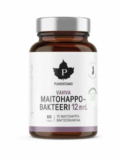 Puhdistamo Vahva Maitohappobakteeri 12 mrd. -ravintolisä 60 kaps.^ Vitamiinit