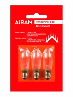Lamput<Airam Varalamppu 3W 34V E10, 3 kpl KIRKAS