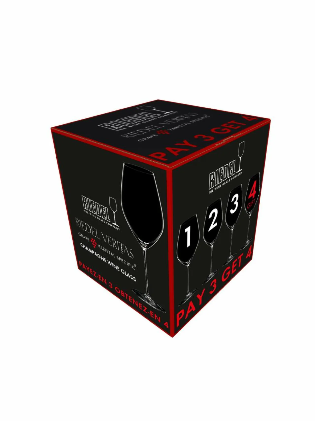Lasit<Riedel Veritas-samppanjalasi 44,5 cl, 4 kpl KIRKAS