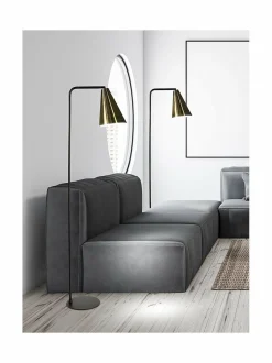 Lattiavalaisimet<Design by Grönlund Vigo-lattiavalaisin 156 cm 05 BLACK / ANTIQUE BRASS