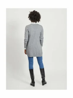 Neuleet<Vila Viril-avoin neuletakki MEDIUM GREY MELANGE