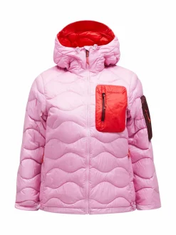 Urheilutakit|Takit<Peak Performance W Helium Utility Hood -untuvatakki 060 MORNING DEW/BRILLIANT RED