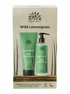 Lahjapakkaukset<Urtekram Wild lemongrass -suihkugeeli- ja vartalovoidesetti