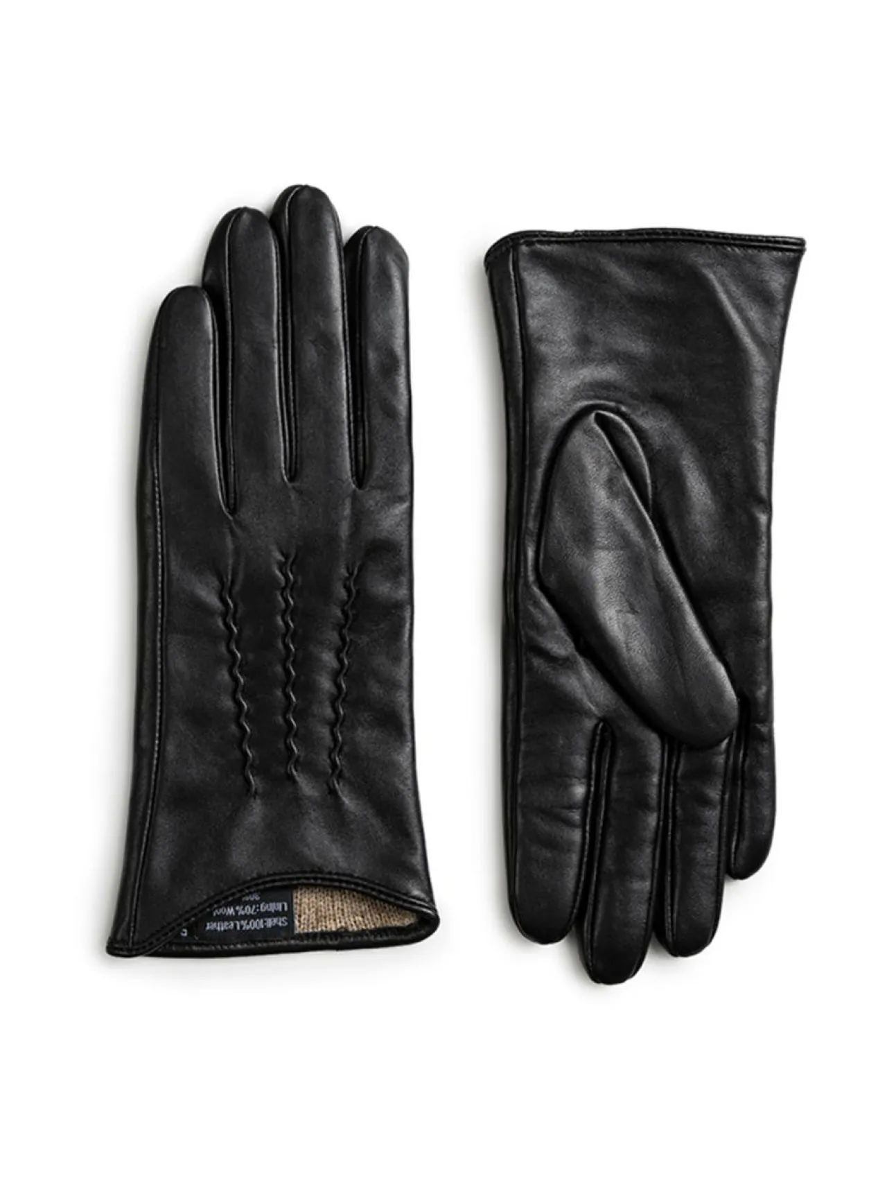Käsineet<Berkeley W's Siena Lthr Gloves -nahkasormikkaat villavuorilla MUSTA
